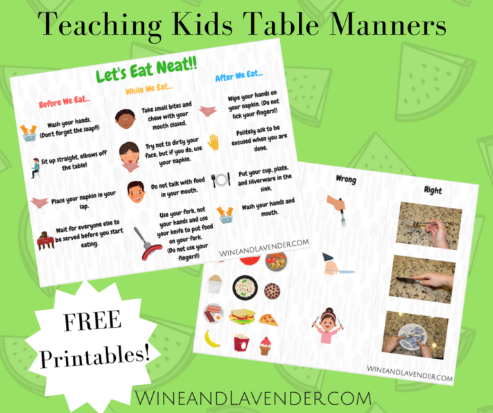 Teaching kids table manners with these free printables can be fun! Dining etiquette is an important life skill that children need to have and these tips can help. Check it out. 