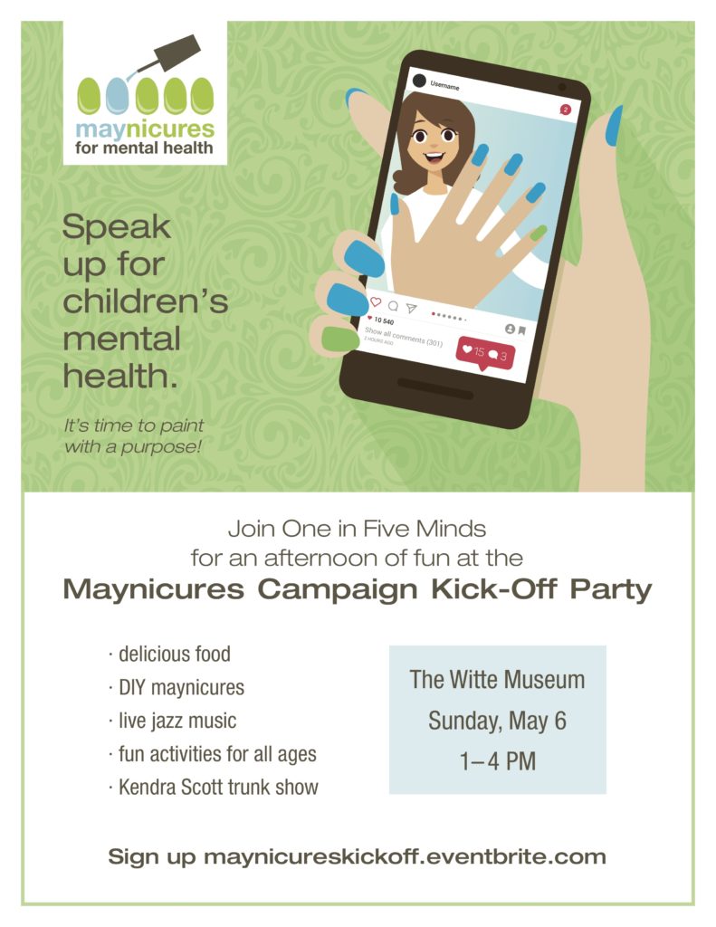 Help support the One in Five Minds campaign by spreading awards of children's mental illness. Get a #maynicure and spread the word! Check it out.